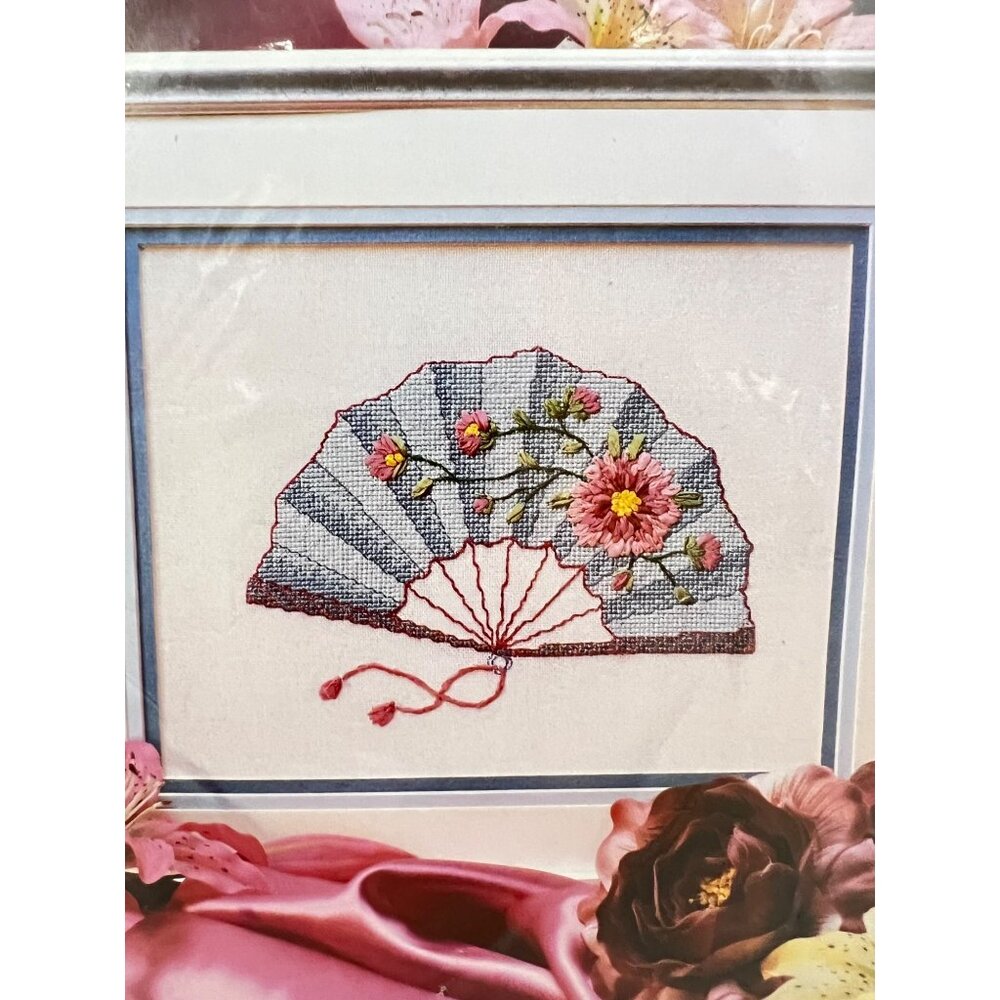 True Colors Oriental Fan Ribbon Embroidery Kit 9.5x7.5 Karen Bowdish NEW SEALED